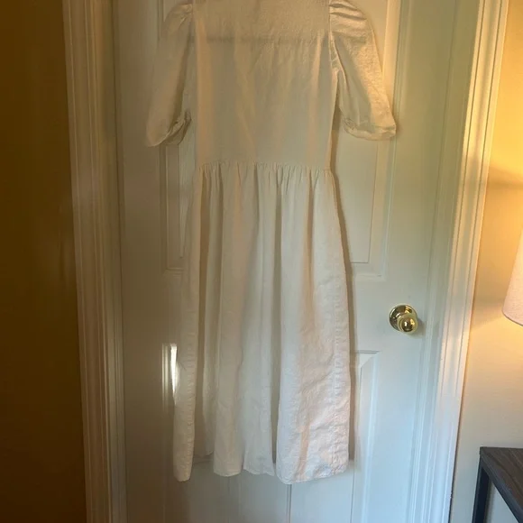 ZARA White Linen Button Down Dress with Pockets // XS - Picture 8 of 9